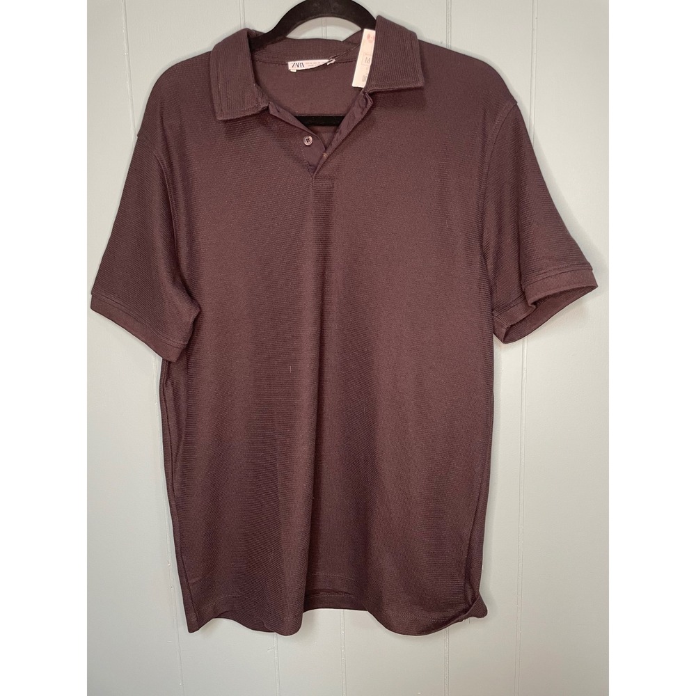 Zara Polo Shirt Mens Size M Black NWT Short Sleeve‎ Textured Knit 0526/440